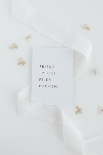 Postkarte Friede Freude Feier Kuchen