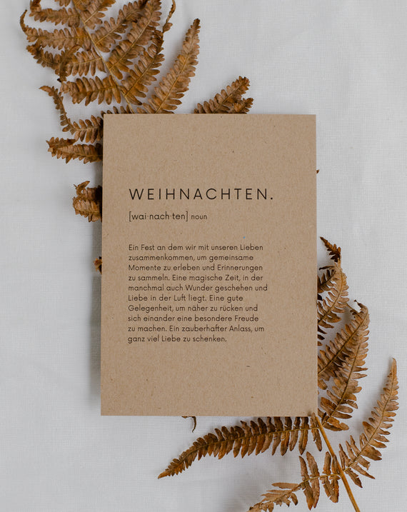 Weihnachtskarte Definition von Weihnachten